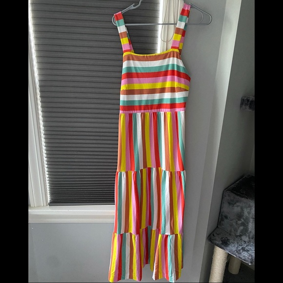 JCrew Rainbow Striped Tiered Maxi Dreas - Picture 4 of 8